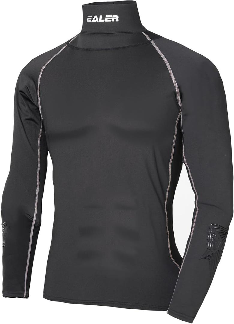 EALER Hockey Compression Shirt with Neck Guard, Neck Protect Long Sleeve Shirt (Medium)
