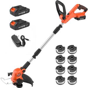 MAXLANDER Weed Wacker Cordless, 20V 12 Inch Cordless String Trimmer Edger, Weed Wacker Battery Operated with 8 PCS Replacement Spools, Lightweight Weed Trimmer, 2x2.0Ah Battery & Charger Included