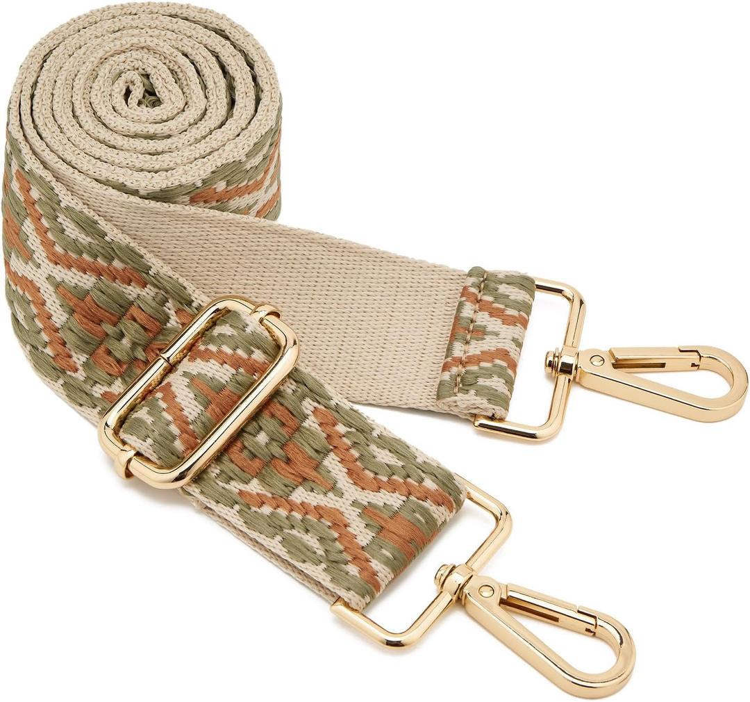 ZOOEASS Wide Shoulder Strap Adjustable Replacement Belt Guitar Style Crossbody Bag Handbag Strap Multicolor Canvas Straps(Wide:1.5in)(Color7)