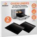 Reusable 9x11" Toaster Oven Liner for Breville, Cuisinart, Black & Decker, Nonstick Air Fryer Liners for Gourmia, Dash, Heat Resistant Up to 500F, PFOA & BPA Free, 2 Pack, Black