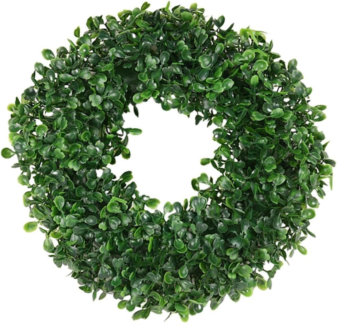 Green Leaves Wreath Artificial Plant Garland Simulation Hanging Ornament Mini Floral Hoop Front Door Hanging Wreath for Farmhouse Wedding Wall Window Home Decor - Size, S