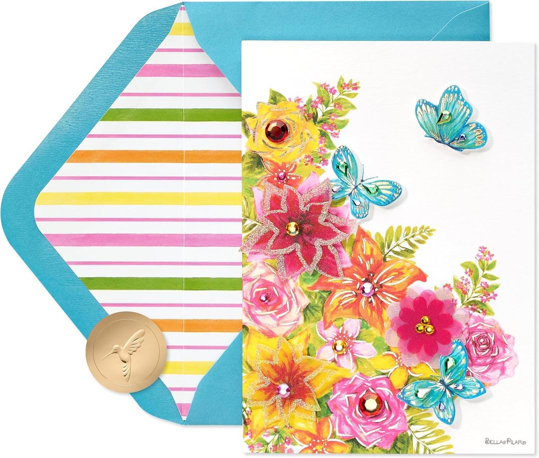 Papyrus Blank Card - Designed by Bella Pilar (Wildflowers) (Thinking of You Card)