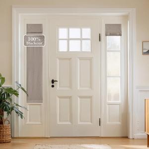 NICETOWN Taupe 100% Blackout Linen Sidelight Door Curtain for Small Window, 12"W x 69"L
