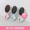 Conair Detangling Mini Hair Brush Set, 3-Pack Detangler Brushes for Wet or Dry Hair, Gentle Detangler for All Hair Types, Hair Brushes for Women and girls. gifts for her, Silver, Blue, Pink