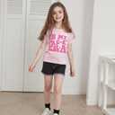 Back to School Clothes Girls Boys School Shirts Short Sleeve Letter Print 2T 3T 4T 5T 6T 7T Girls Boys Tops (Pink D, 3-4 Years) (Pink)