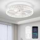 Ceiling Fans with Lights, Flush Mount Ceiling Fan with Lights and Remote, 6 Wind Speeds Low Profile Smart Ceiling Fan for Bedroom, Kids Room, Kitchen and Small Room 20"