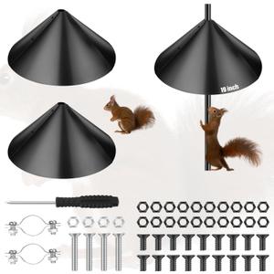 Tanlade 2 Pack Squirrel Baffle Guard Black Plastic Wide Wrap Around Guard Stopper Keep Squirrels Off Bird Feeder Baffle for Bird Feeder Pole Outside Shepherd Hooks(19 Inch)