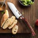 SENBON 440 Stainless Steel Super Sharp Pocket Folding Chef Knife Peeling Utility Knife Fruit Knife Handle Camping Barbecue Outdoor Back Clip Portable (Color wood bread knife)