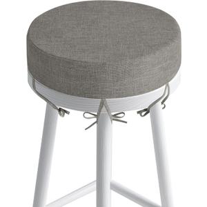 FlyGulls Round Bar Stool Cushion 3 Inch Thickened Round Chair Cushions for Kitchen Stools Non Slip Seat Pads with Long Ties and Machine Washable Cover (12Inch, Light Grey)