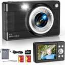 Upgrade Digital Camera, 56MP FHD 1080P Camera for Kids with 16x Zoom Anti Shake, Kid Camera with 32GB TF Card, Two Batteries, Lanyard, Compact Small for Kids Boys GirlsBlack