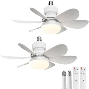 OOWOLF Ceiling Fan with Light and Remote, Low Profile Flush Mount Bladeless Ceiling Fan, 3000K-5000K Dimmable LED Light, 3 Wind Speeds, Timer & Memory Function, Quiet Small Ceiling Fan 20.5" 2-Pack