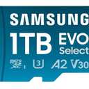 Samsung EVO Select microSD Memory Card + Adapter, 1TB microSDXC, Up-to 160 MB/s, 4K UHD, UHS-I, C10, U3, V30, A2, for Mobile Phone, Smartphones, Nintendo-Switch, and Tablets (MB-ME1T0SA/AM)