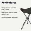 Amazon Basics Portable Camping Stool, Collapsible, Lightweight, for Hiking, Hunting, Fishing, Black