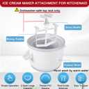 Ice Cream Maker Attachment for KitchenAid Stand Mixer, Compatible with 4.5/5QT & 6QT Stand Mixers, 2 Quart Frozen Kitchenaid Ice Cream Maker Attachment Ice Cream Bowl for Yogurt/Sorbet Gelato