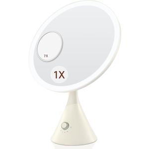 Lighted Makeup Mirror with Magnification Electric Plug in, 7X Magnifying Lighted Vanity Makeup Mirror with Led Lights (White)