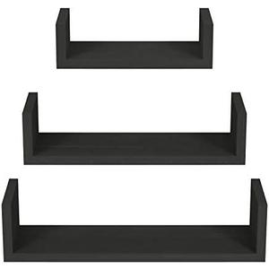 SRIWATANA Floating Shelves Wall Mounted, Solid Wood Wall Shelves, Black 