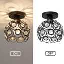 Black Mini Chandelier Light Fixture, Crystal Ceiling Light, Semi Flush Mount Hallway Lights, Small Metal Handmade Chandelier Lamp Covers for Hallway Foyer Entryway Closet Indoor Lighting