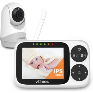Baby Monitor with Camera and Audio, 3.2" IPS Screen Video Baby Monitor No WiFi Night Vision, Portable Baby Camera VOX Mode Pan-Tilt-Zoom Alarm and 1000ft Range, Ideal for Baby/Elderly/Pet