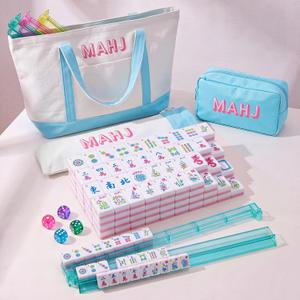 Ceenna American Mahjong Tile Set All-in-one Mahjong, Blue, 24 x 13 x 4.7 inches