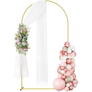 Wedding Arch Backdrop Stand, 7.3FT Metal Backdrop Stand for Wedding Ceremony Photo Booth,Outdoor Indoor Birthday Party,Garden Floral Balloon Decoration(Gold)