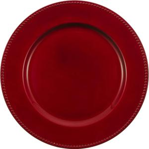 Red Christmas Charger Plates Set of 12, 13 Inch Round with Red Beaded Edges, Premium Polypropylene Holiday Table Chargers