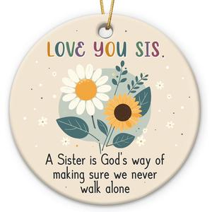 2 x Soul Sister Christmas Ornament 2025, Love You Sister Gifts for Christmas, Birthday, Ceramic Ornaments for Family Reunion Decorations, Holiday Family Exchange Gifts for Sisters in Law