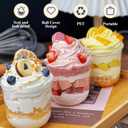 Jnnzzggu 100 Pack 12OZ Clear Plastic Cups with No Hole Dome Lids and Sporks,Disposable Dessert Cups,Yogurt Parfait Cup for Cupcake,Pudding,Iced Cold Drinks,Coffee,Juice,Snacks,Fruits,Ice Cream