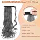 FELENDY 18" Ponytail Extension Curly Wavy Clip in Hairpiece Wrap Around Long Pony Tails Hair Extensions Synthetic for Women Granny Gray