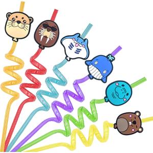 24pcs BalloonMon Drinking Straws - Reusable, Translucent, and Fun Party Decorations for Kids and Adults - for kids Party Favors,Birthday Party SuppliesSea Animals