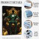BJYCHG Black Man Wall Art Black King Wall Decor African King Pictures Afro Crown Canvas Prints Green Gold Paintings for Man Bedroom Living Room Office Frame (20L x 16W)