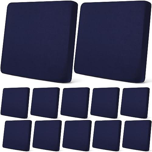 Newwiee 12 Pcs Patio Outdoor Cushion Covers Replacement Waterproof Stretch Sofa Couch Cushion Covers Washable Individual Couch Slipcovers Set Furniture Protector for Pets(20-27 Inch,Navy)