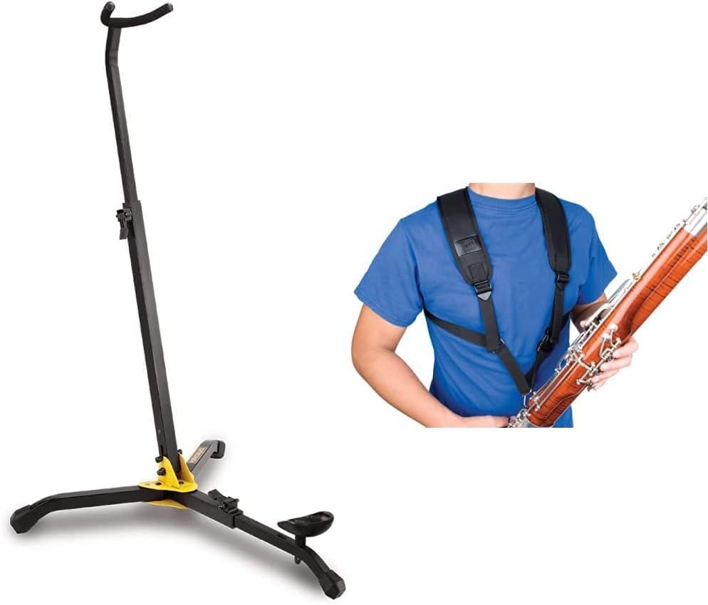 Hercules DS561B Basson/Bass Clarinet Stand,Black + Protec A317 Deluxe Padded Bassoon Harness