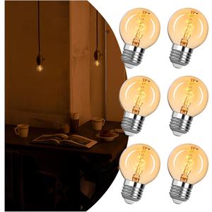 Vintage LED Edison Bulb Equal 25W Amber Light Bulbs 2000K Soft Yellow Light Bulb, Super-Thin Spiral Filament Incandescent Warm Light Amber Bulbs, Dimmable E26 Base Night Light Bulbs 4W, 6 Pack