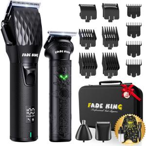 FADEKING Professional Hair Clippers for Men - Cordless Hair Clippers (Clipper+Trimmer, Black)