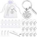 Yinkin 36 Pcs Employee Appreciation Gifts Bulk for Coworkers Keychains Organza Bags with Cards for Teacher Nurse Staff Gifts(Silver)