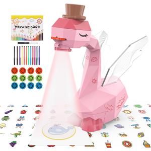 MFEESYOB Drawing Projector for Kids, Tracing and Drawing Projector for Kids with Cute Swan Look, Smart Art Sketcher Projector with 96 Stencils, Toddler Toys for Girls Boys 3+, Pink