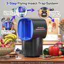 Fruit Fly Traps for Indoors, Gnat and Insects Catcher for House with UV Light, Heat Lure, Fan Suction, Ideal for Kitchen, Patio, Plant Pots, Bedroom, 5 Sticky Pads Included, USB-C Powered