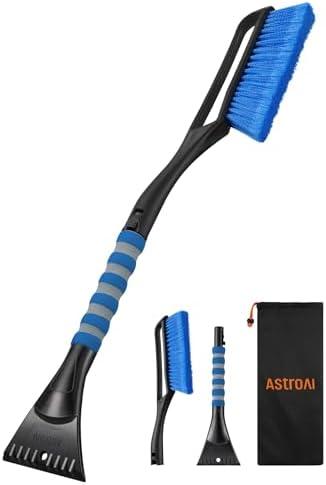 AstroAI 27" Snow Brush and Ice Scrapers for Car Windshield, Detachable Snow Scrapers with Ergonomic Foam Grip for Cars, Trucks, SUVs (Heavy Duty ABS, PVC Brush, Blue) There Are No Details