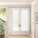 Semi Transparent White Curtains for Kitchen Bathroom French Door Privacy Added 2 Panels Linen Door Curtains W35 x L72 for Cafe Casualsheer Rod Pocket Drapes Light Filtering