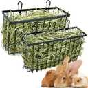 2PCS Rabbit Hay Feeder,Bunny Hay Feeder Rack with Metal Frame for Guinea Pig Chinchilla,Large Heavy-Duty Hay Holder Feeders for Rabbits Guinea Pigs, Small Animal Cage Accessories