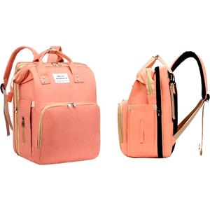 Generic Unisex Diaper Bag - Western Baby Backpack with Insulated Pockets | Multi-functional Baby Bag | Waterproof Baby Travel Bag - Pink, Medium