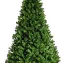 CHEFJOY Artificial Christmas Pine Tree, Unlit Hinged Life-Like Pine Tree with PVC Leaves & Sturdy Metal Base, Easy Setup Full Spruce Xmas Tree for Indoor Outdoor Decoration, Green (9ft)