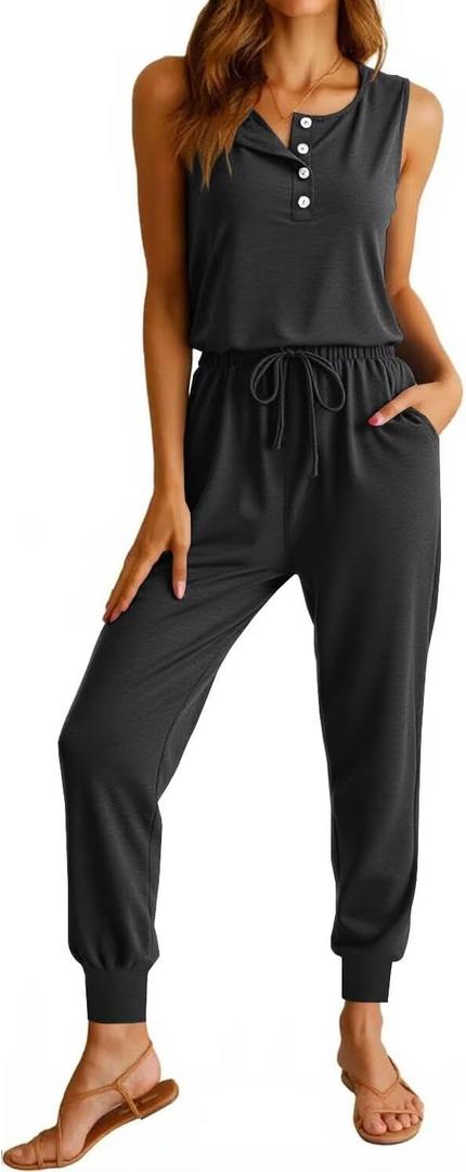 KISSMODA Black Plus Size Two Piece Loungewear Set – Women's Sleeveless Tank and Jogger Pants for Mall Shopping Sprees and Casual Backyard Gatherings Size XXL