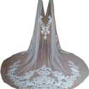 Wedding Capes Lace Bridal Veils Appliques Bridal Wraps Cathedral Length Wedding Cloak (White), Size: 3 Meter