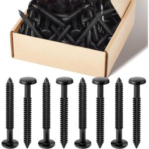 Blulu 120 Pcs 3 Inch Vinyl Shutter Fastener Window Panel Peg Lok Pin Pegs Screws Shutter Spikes Anchor (Black)