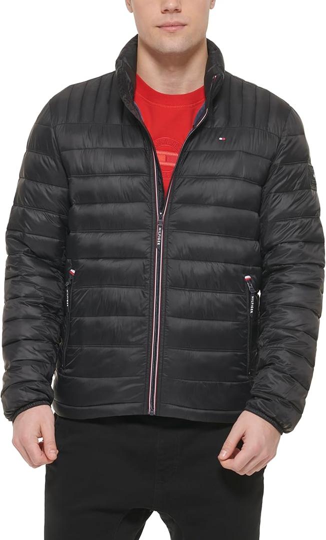 Tommy Hilfiger Men's Ultra Loft Packable Puffer Jacket, Black, XX-Large