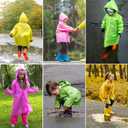 2 x OFFITECTURE 2-Pack Reusable Rain Ponchos for kids - Hooded Raincoats for Boys Girls (Blue+Pink)