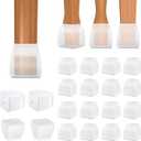 BALEINE 16 Pack Silicone Chair Leg Floor Protectors, Stool Leg Protectors Cap, Non-Slip Chair Leg Caps for Hardwood Floors (Clear & Large (Square), 16 Pack)