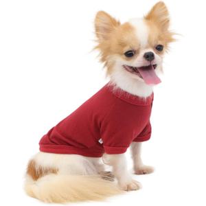 LOPHIPETS 100% Cotton Dog Tee Shirt for Small Dogs Chihuahua Puppy Clothes-Red/XL