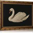 Vintage Gold Framed Swan Wall Art Antique White Swan Painting Canvas Print Dark Country Animals Picture Wall Decor Rustic Farmhouse Poster Artwork for Bedroom Living Room Home Decoration  16"L x 24"W